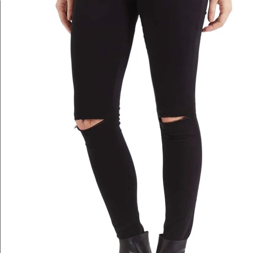 Topshop Moto Leigh black ripped skinny Jean sz 24